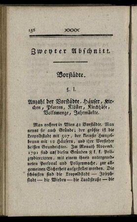 Zweyter Abschnitt. Vorstädte.