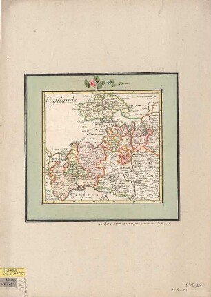 Karte des Reussischen Vogtlands, ca. 1:500 000, Kupferstich, 1759 : Vogtlande. - [Ca. 1:500 000]. - [Paris] : [Le Rouge] , [1759]. - 1 Kt. : Kupferst. ; 21 x 20 cm