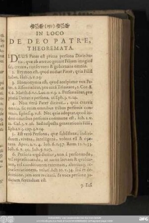 In Loco De Deo Patre, Theoremata.