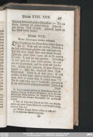 Psalm XXX. Gottes Führungen werden besungen.