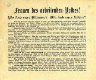 Anti-Kriegs-Flugblatt mit Aufruf zum Kampf für den Sozialismus