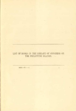 List of books in the Library of Congress on the Philippine Islands