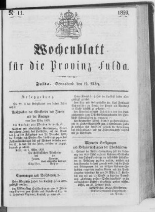 Nr. 11, Ausgabe vom 12. März 1859
