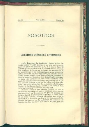 Nuestros orígenes literarios