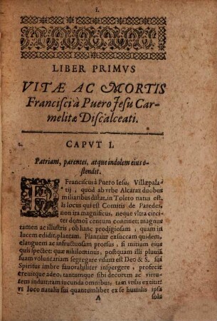 Historia Vitae ... Francisci a Puero Jesu