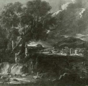 Landschaft mit Rundtempel