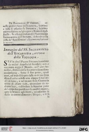 Immagine del SS. Sacramento dell' Eucaristia, ovvero della Teologia