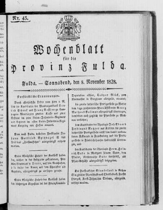 Nr. 45, Ausgabe vom 8. November 1828