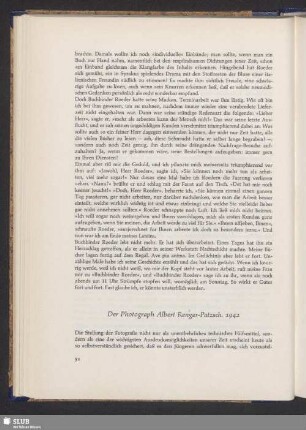 Der Photograph Albert Renger-Patzsch. 1942
