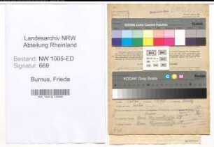 Entnazifizierung Frieda Burnus , geb. 18.11.1909 (Pfarramtshelferin)
