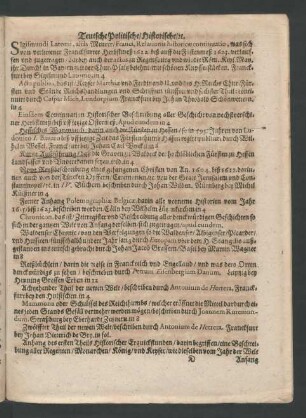 Teutsche Politische/ Historische/ c.