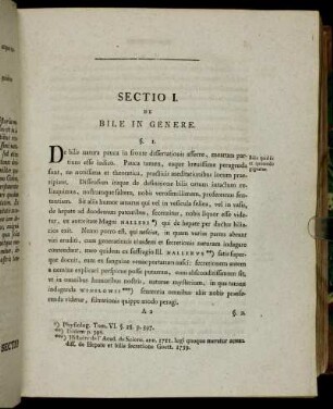 Sectio I. De Bile in Genere.