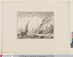 [Ships and a Yacht at Sea; Schiffe und eine Yacht auf bewegter See]