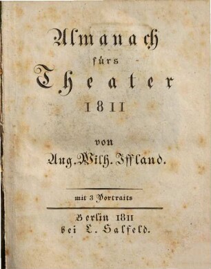 Almanach fürs Theater. 1811