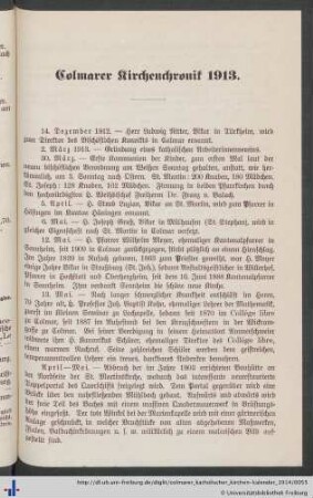 Colmarer Kirchenchronik 1913.