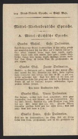 Mittel-Niederdeutsche Sprache.