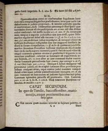 Caput Secundum. In quo de Tutelis, Successionibus, matrimonijs, eoque pertinentibus materijs agitur.