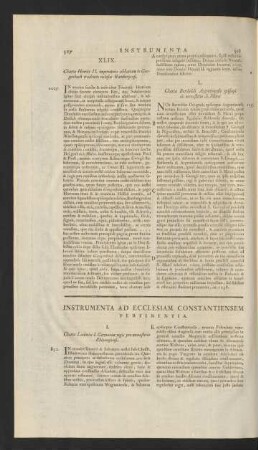 Instrumenta Ad Ecclesiam Constantiensem Pertinentia