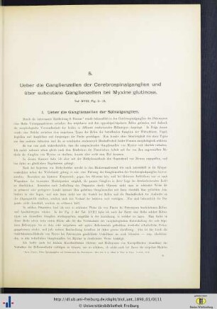 Ueber die Ganglienzellen der Cerebrospinalganglien und über subcutane Ganglienzellen bei Myxine glutinosa.