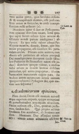 Academicorum opiniones. - Parmenidis, Melissi & Zenonis Eleatis opiniones.