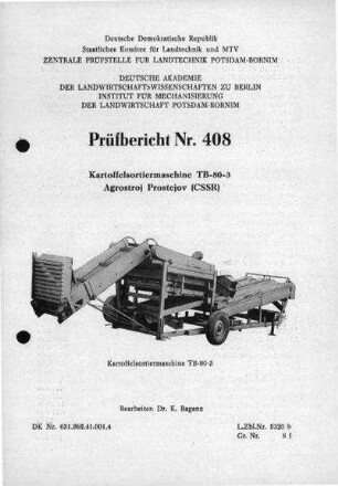 Kartoffelsortiermaschine TB-80-3