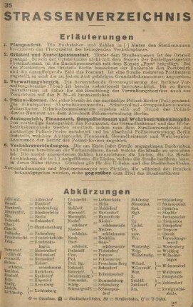 Strassenverzeichnis