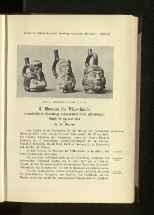 2. Museum für Völkerkunde (einschließlich Sammlung vorgeschichtlicher Altertümer) Bericht für das Jahr 1903 von Dr. K. Hagen.