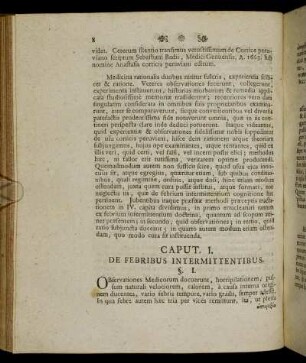 Caput I. De Febribus Intermittentibus.