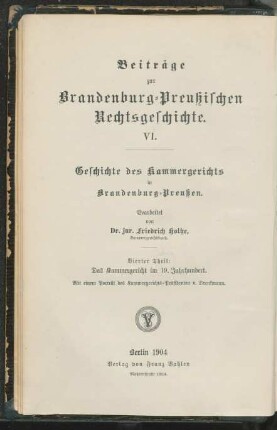 Theil 4: Das Kammergericht im 19. Jahrhundert
