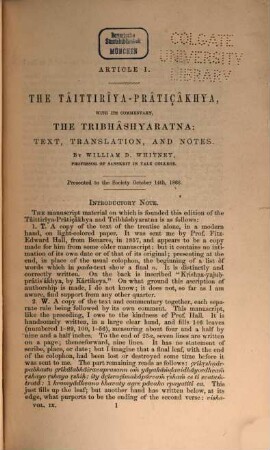 Journal of the American Oriental Society. 9. 1871