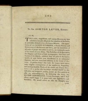 To SIR ASHTON LEVER, Knight.