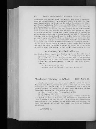 Wendischer Städtetag zu Lübeck. - 1510 März 11.