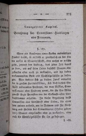 Neunzehntes Kapitel. Berechnung bey Commissions-Handlungen oder Factoreyen.