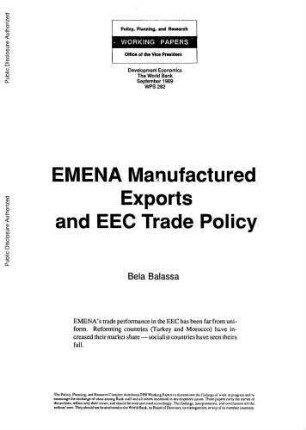 EMENA manufactured exports and EEC trade policy