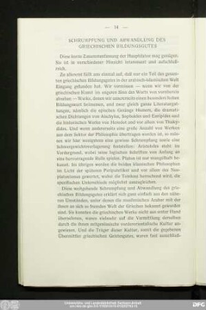 Schrumpfung Und Abwandlung Des Griechischen Bildungsgutes