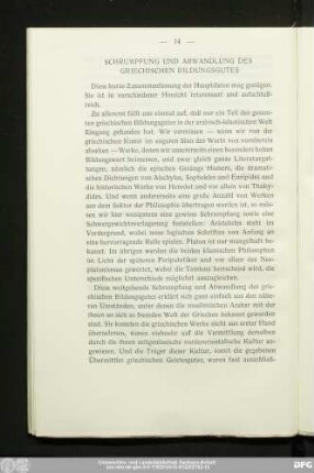 Schrumpfung Und Abwandlung Des Griechischen Bildungsgutes