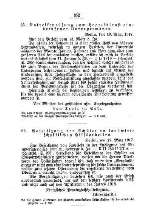 Notreifeprüfung zum Heeresdienst einberufener Unterprimaner : [D. Höhere Lehranstalten für die männliche Jugend]