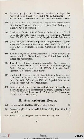 II. Aus anderem Besitz (Nr. 260-276)