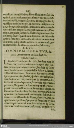 CLVI. Omnium Creaturarum creatorem collaudantium deductio