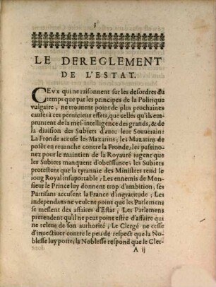 Le dereglement de l'estat