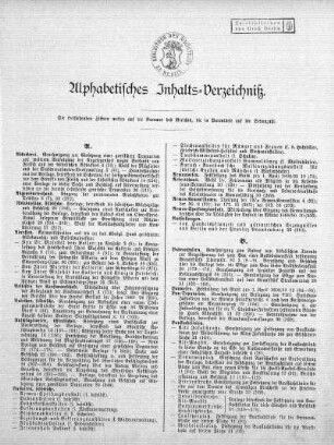 Alphabetisches Inhalts-Verzeichniß