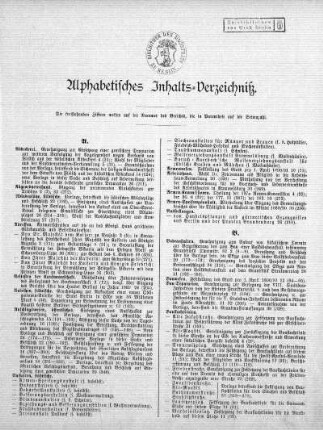 Alphabetisches Inhalts-Verzeichniß