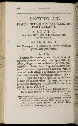 Sectio II. Præcognita Juris Ecclesiastici Particularis.