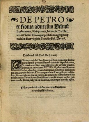 De Petro et Roma adversus Velenum Lutheranum