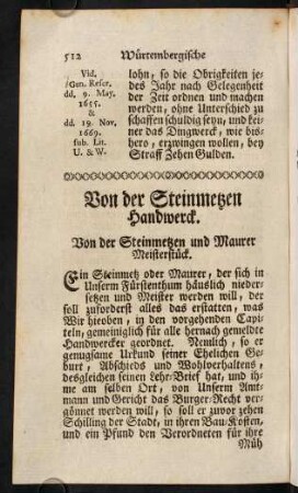 512-556, Von der Steinmetzen Handwerck.