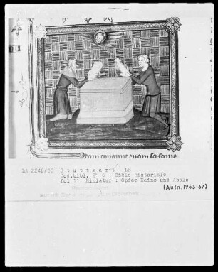 Bible Historiale — Opfer Kains und Abels, Folio 11recto
