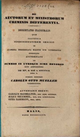 De auctorum et ministrorum criminis differentia