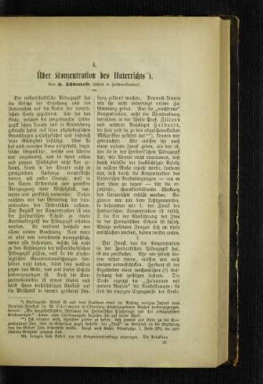 Über Konzentration des Unterrichts