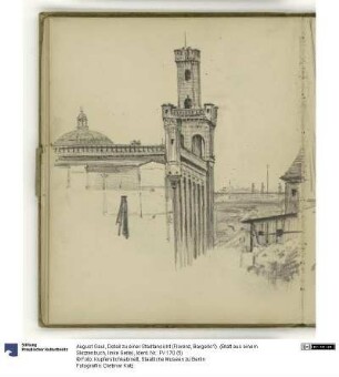 Detail zu einer Stadtansicht (Florenz, Bargello?) (Blatt aus einem Skizzenbuch, linke Seite)
