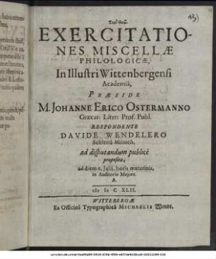 Exercitationes Miscellae Philologicae
